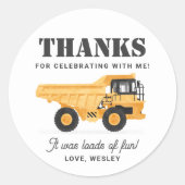 Baufahrzeug Geburtstag Runder Aufkleber (Vorderseite)