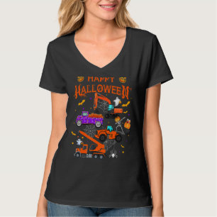 Baufahrzeug Halloween Kranwagen Pumpkin T-Shirt