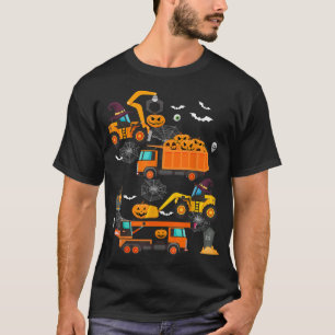 Baufahrzeug Halloween Kranwagen Pumpkin T-Shirt