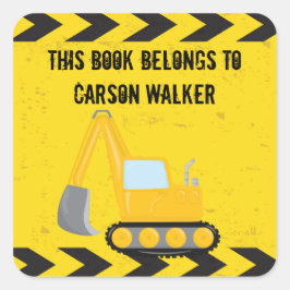 Baufahrzeug-Kinderbuch gehört Quadratischer Aufkleber