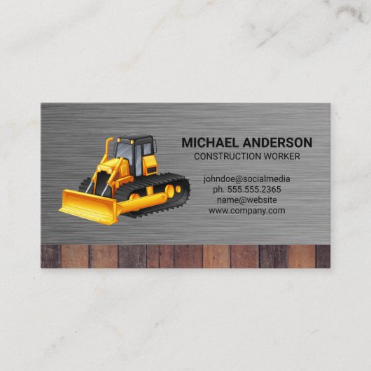 Baufahrzeug | Metallic Wood Business Card Visitenkarte (Vorderseite)