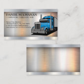 Baufahrzeug | Semi Truck | Metallic Visitenkarte (Vorne/Hinten)