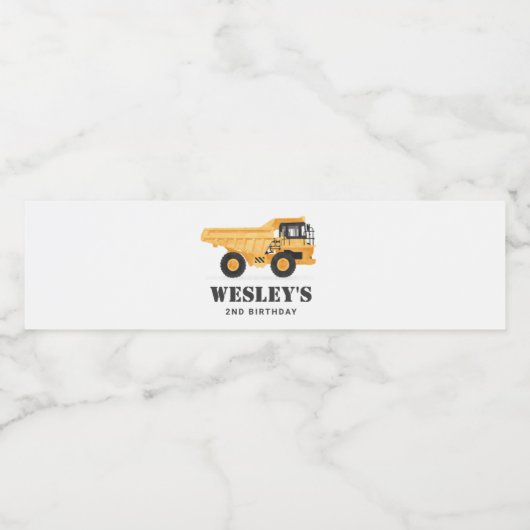 Baufahrzeug-Sprengwagen Geburtstag Wasserflaschenetikett (Einzelnes Label)