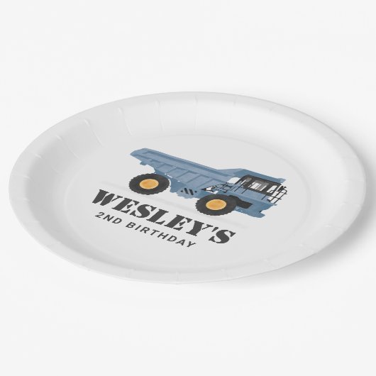 Baufahrzeug-Sprengwagen Geburtstagspartei Pappteller (Schrägansicht)