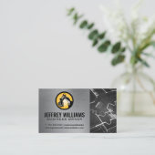 Baufahrzeug und Blueprints Visitenkarte (Stehend Vorderseite)