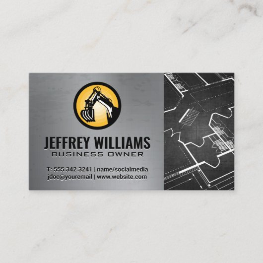 Baufahrzeug und Blueprints Visitenkarte (Vorderseite)