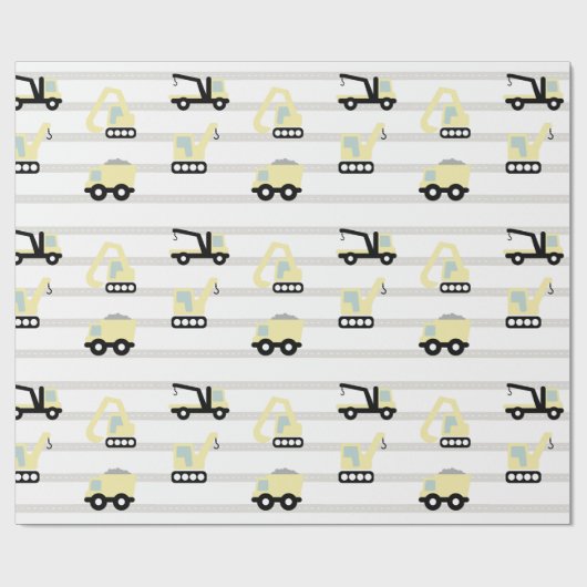 Baufahrzeug und Straßenmuster Geschenkpapier (Flach)