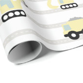 Baufahrzeug und Straßenmuster Geschenkpapier (Rolleneckpunkt)