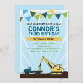 Baufahrzeug- und Traktorpartei Einladung (Vorne/Hinten)