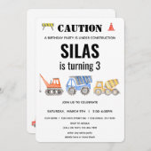 Baufahrzeug zum Geburtstag Einladung (Vorne/Hinten)