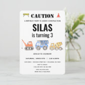 Baufahrzeug zum Geburtstag Einladung (Stehend Vorderseite)