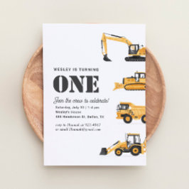Baufahrzeuge 1. Geburtstag Party Einladung