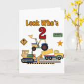 Baufahrzeuge 2. Geburtstag Karte (Gelbe Blume)