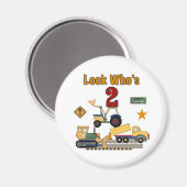 Baufahrzeuge 2. Geburtstag Magnet (Vorderseite/Rückseite)