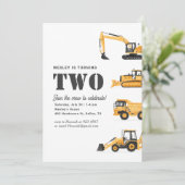 Baufahrzeuge 2. Geburtstag Party Einladung (Stehend Vorderseite)