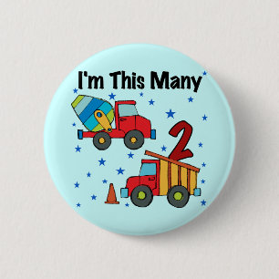 Baufahrzeuge 2. Geburtstagsgeschenke Button