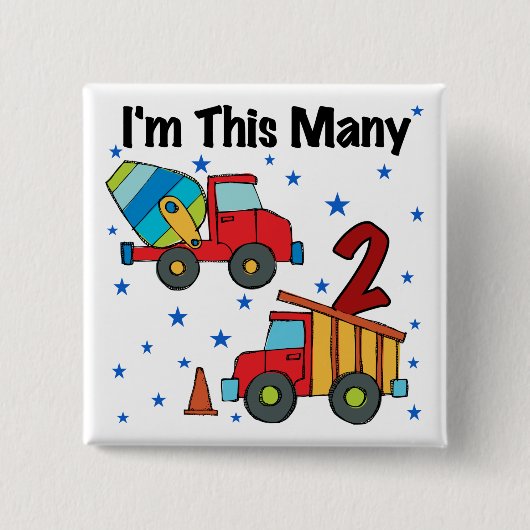 Baufahrzeuge 2. Geburtstagsgeschenke Button (Vorderseite)