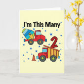 Baufahrzeuge 2. Geburtstagsgeschenke Karte (Gelbe Blume)