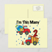 Baufahrzeuge 2. Geburtstagsgeschenke Postkarte (Vorne/Hinten)