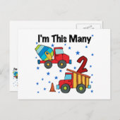 Baufahrzeuge 2. Geburtstagsgeschenke Postkarte (Vorne/Hinten)