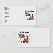 Baufahrzeuge 2. Geburtstagsgeschenke Visitenkarte (Vorne/Hinten)