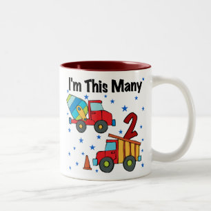 Baufahrzeuge 2. Geburtstagsgeschenke Zweifarbige Tasse