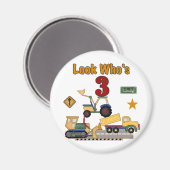 Baufahrzeuge 3. Geburtstagshemden Magnet (Vorderseite/Rückseite)