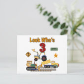 Baufahrzeuge 3. Geburtstagshemden Postkarte (Stehend Vorderseite)