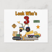Baufahrzeuge 3. Geburtstagshemden Postkarte (Vorderseite)
