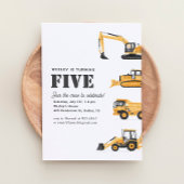 Baufahrzeuge 5th Birthday Party Einladung