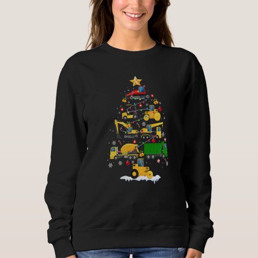 Baufahrzeuge Bagger Christbaum Dec Sweatshirt (Vorderseite)