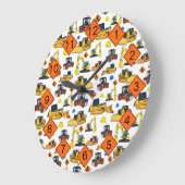 Baufahrzeuge Bauart SIgns Muster Große Wanduhr (Winkel)