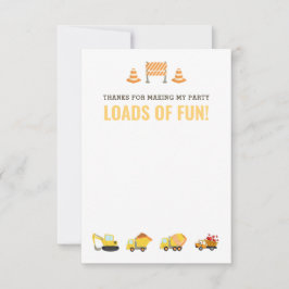 Baufahrzeuge Boy Birthday Party Dankeskarte