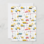 Baufahrzeuge Boy Birthday Party Einladung (Rückseite)