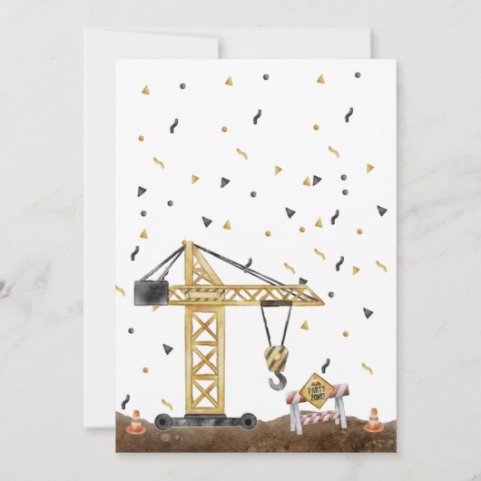 Baufahrzeuge Boy Birthday Party Einladung (Rückseite)