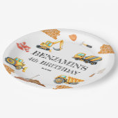 Baufahrzeuge Boy Birthday Party Pappteller (Schrägansicht)