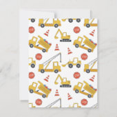 Baufahrzeuge Einladung zum Geburtstag (Rückseite)