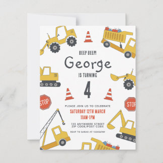 Baufahrzeuge Einladung zum Geburtstag