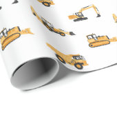 Baufahrzeuge Geburtstag Geschenkpapier (Rolleneckpunkt)