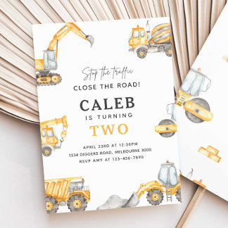 Baufahrzeuge Geburtstagspartei jedes Alters Einladung