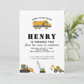 Baufahrzeuge Junge Geburtstag Einladung (Stehend Vorderseite)