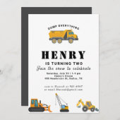 Baufahrzeuge Junge Geburtstag Einladung (Vorne/Hinten)