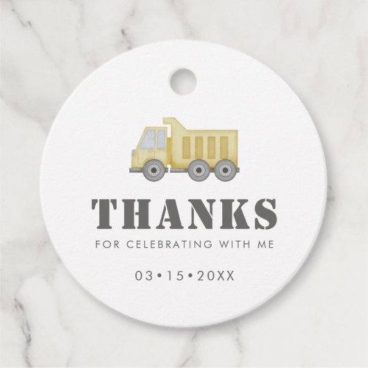 Baufahrzeuge Jungen zum Geburtstag Geschenkanhänger (Vorderseite)