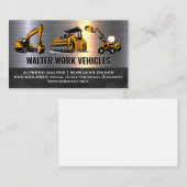 Baufahrzeuge | Metallischer Marmor Visitenkarte (Vorne/Hinten)