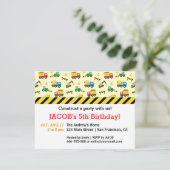 Baufahrzeuge Muster Geburtstagspartei Einladung (Stehend Vorderseite)