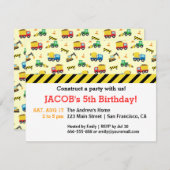 Baufahrzeuge Muster Geburtstagspartei Einladung (Vorne/Hinten)