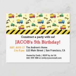 Baufahrzeuge Muster Geburtstagspartei Einladung