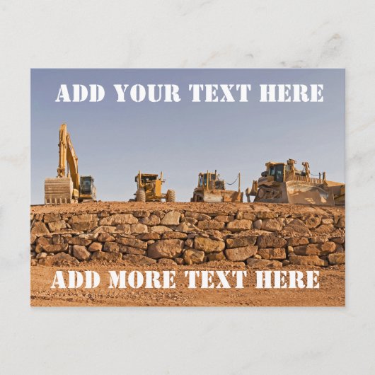 Baufahrzeuge Panorama Postkarte (Vorderseite)
