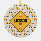 Baufahrzeuge - Umschlagwagen & Digger Keramik Ornament (Hinten)