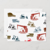 Baufahrzeugmuster Postkarte (Vorne/Hinten)